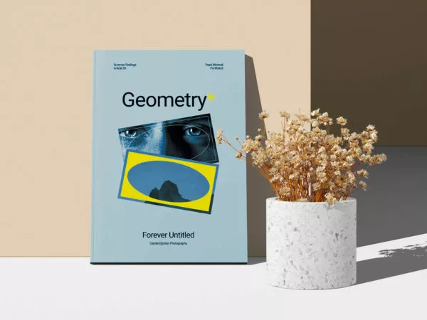 Free A4 Magazine Cover Mockup with a Dry Plant