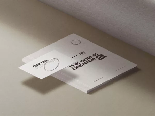 Free Catalog with Business Card Mockup Scene