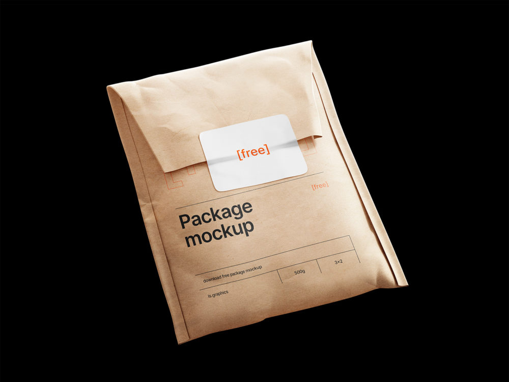 Kraft Paper Postal Bag with Sticker Mockup