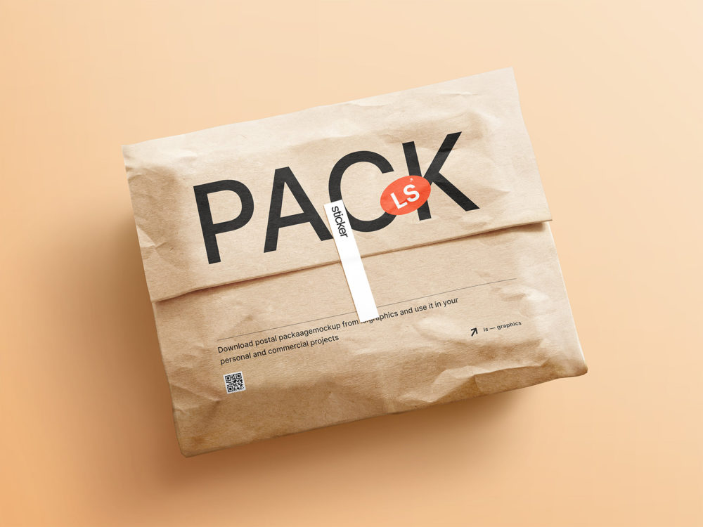Kraft paper postal package free mockup | free mockup