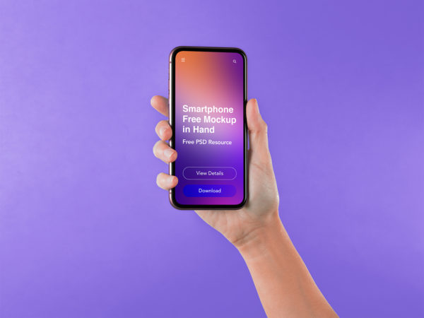 Smartphone Free Mockup in Hand