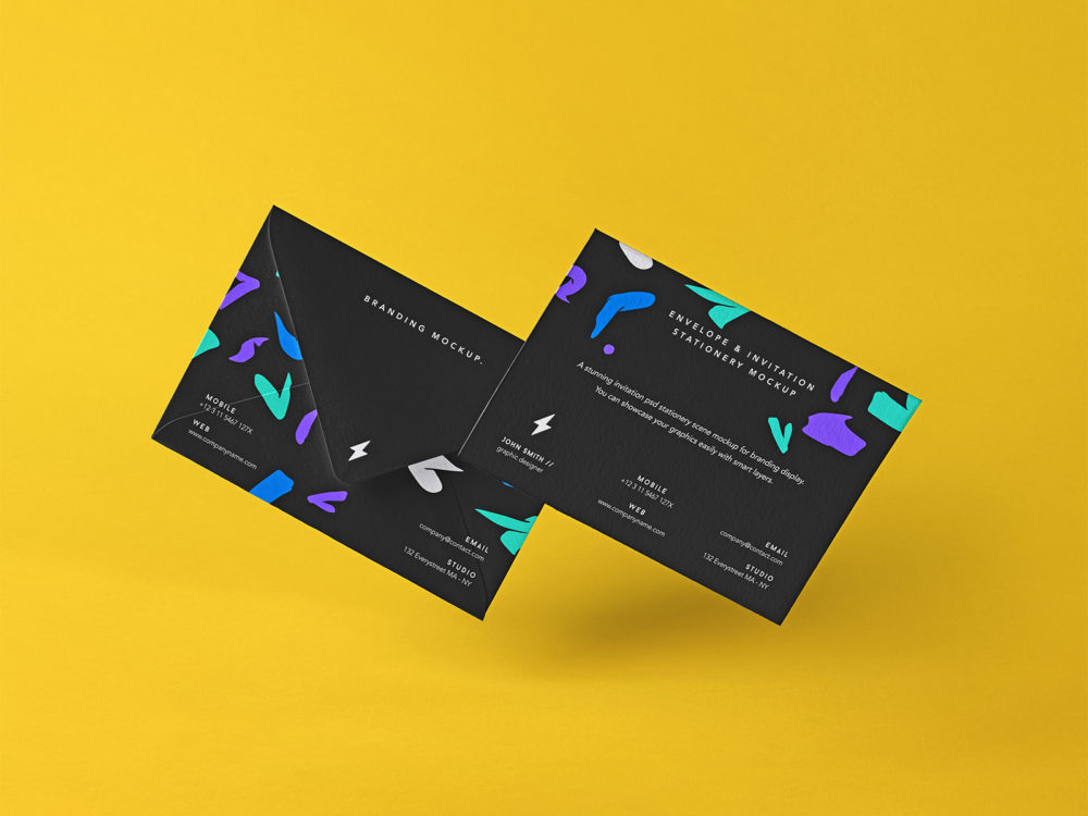 Envelope Set Stationery Free Mockup