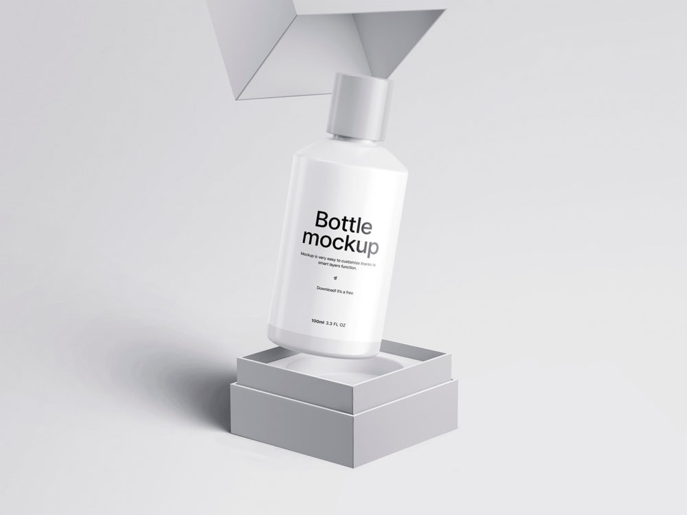 3D Cosmetic Bottle Free Mockup Scene