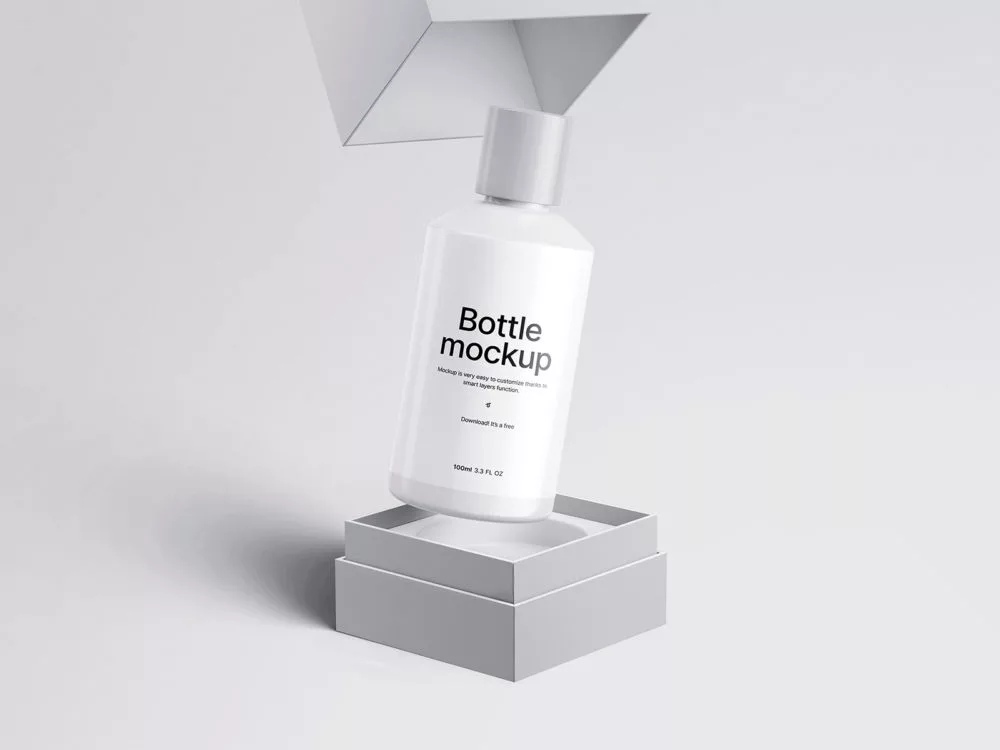 3D Cosmetic Bottle Free Mockup Scene