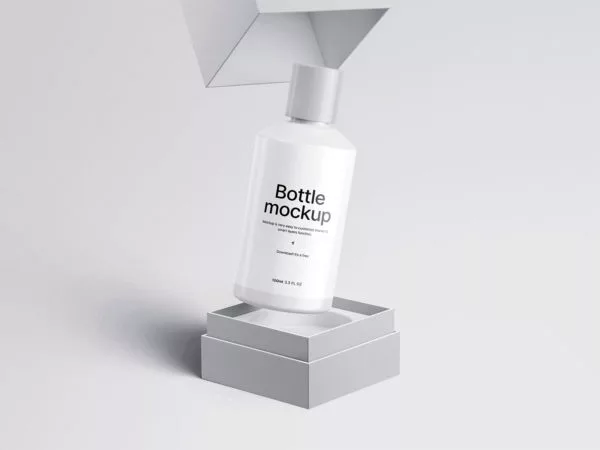 3D Cosmetic Bottle Free Mockup Scene