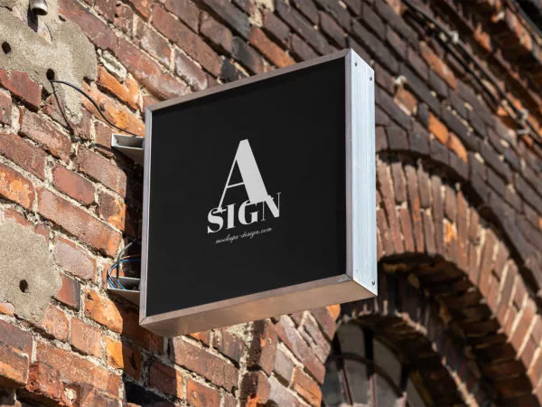 Square Wall Sign Mockup