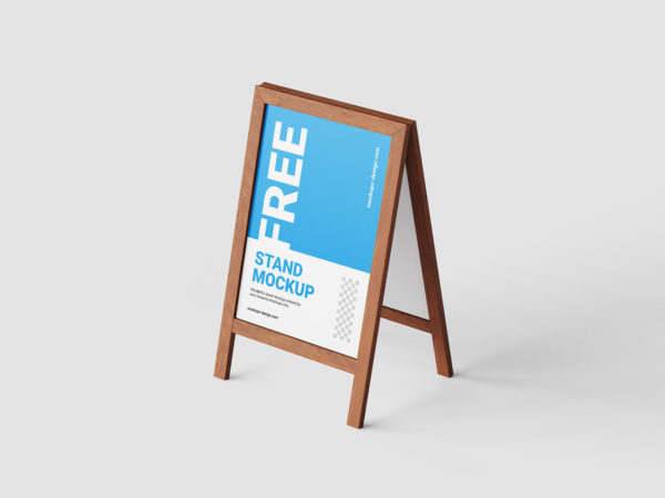 Wooden Stand A-Frame Sign Chalkboard Free Mockup