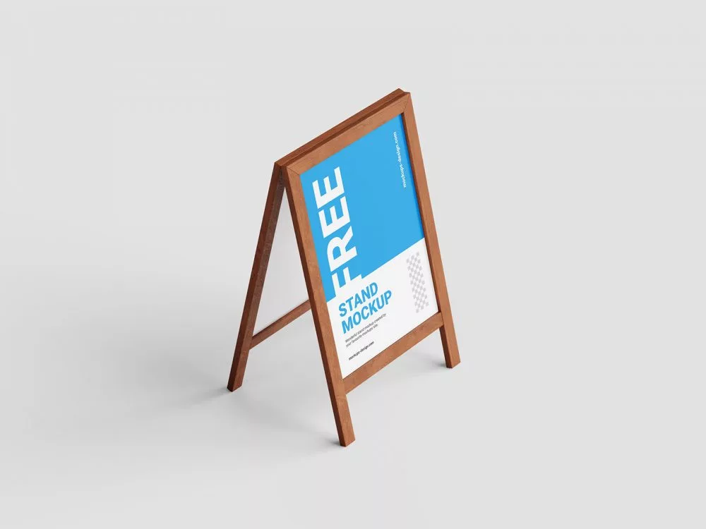 Wooden Stand A-Frame Sign Chalkboard Free Mockup