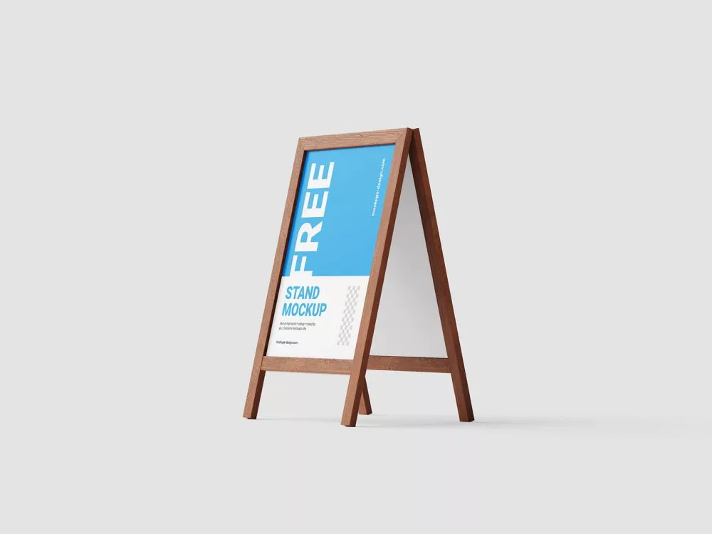 Wooden Stand A-Frame Sign Chalkboard Free Mockup