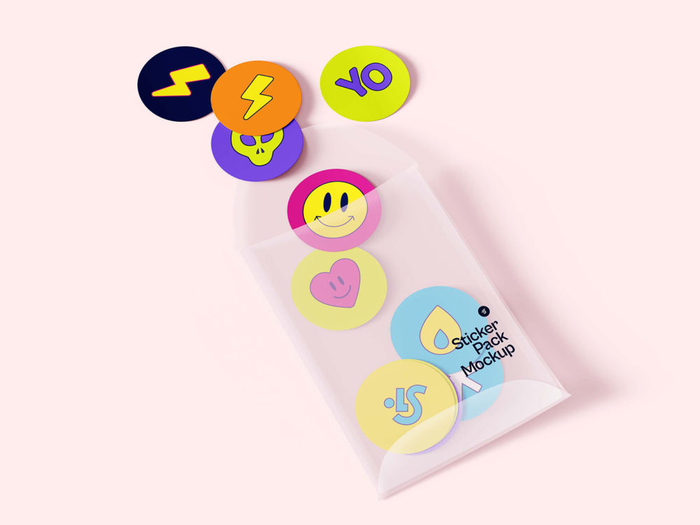 Free stickers set with packaging mockup | free mockup