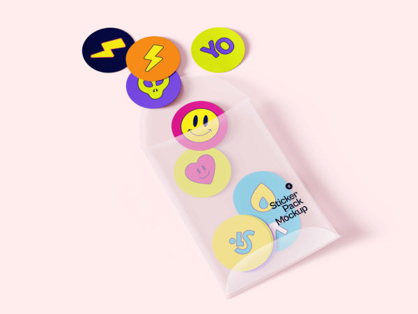 Free Stickers Set with Packaging Mockup