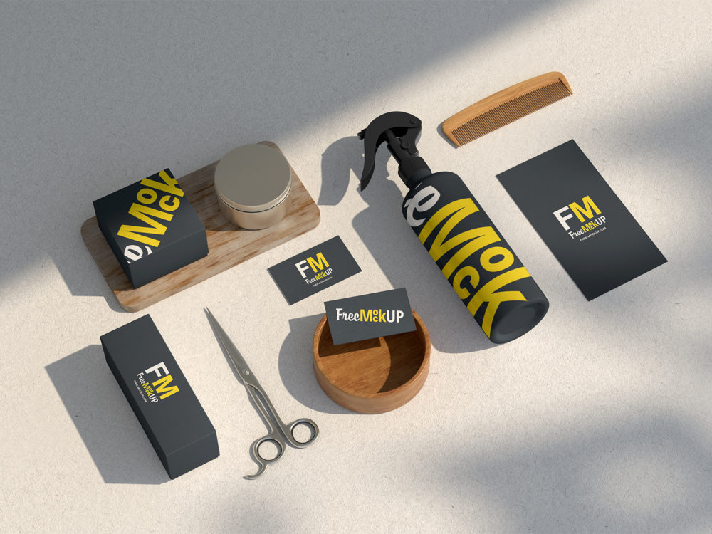 Free Barber Shop Branding Mockup Set