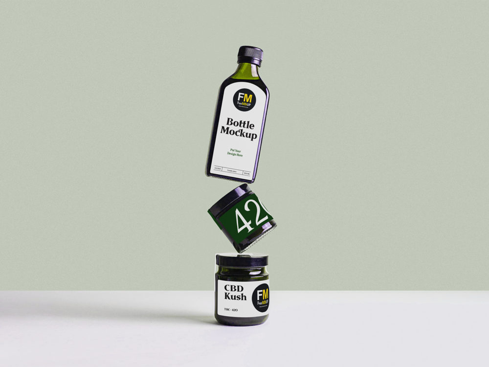 Free bottle and jar branding packaging mockup | free mockup