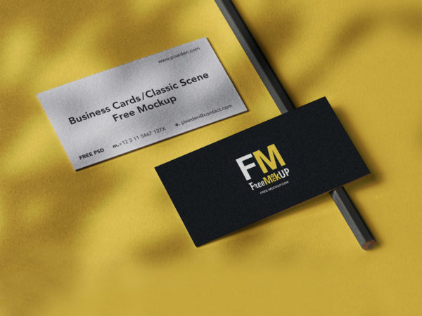 Free Classic Business Card Mockup Scene