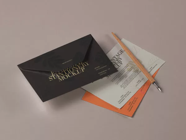 Envelope and Invitation Card Stationery Mockup
