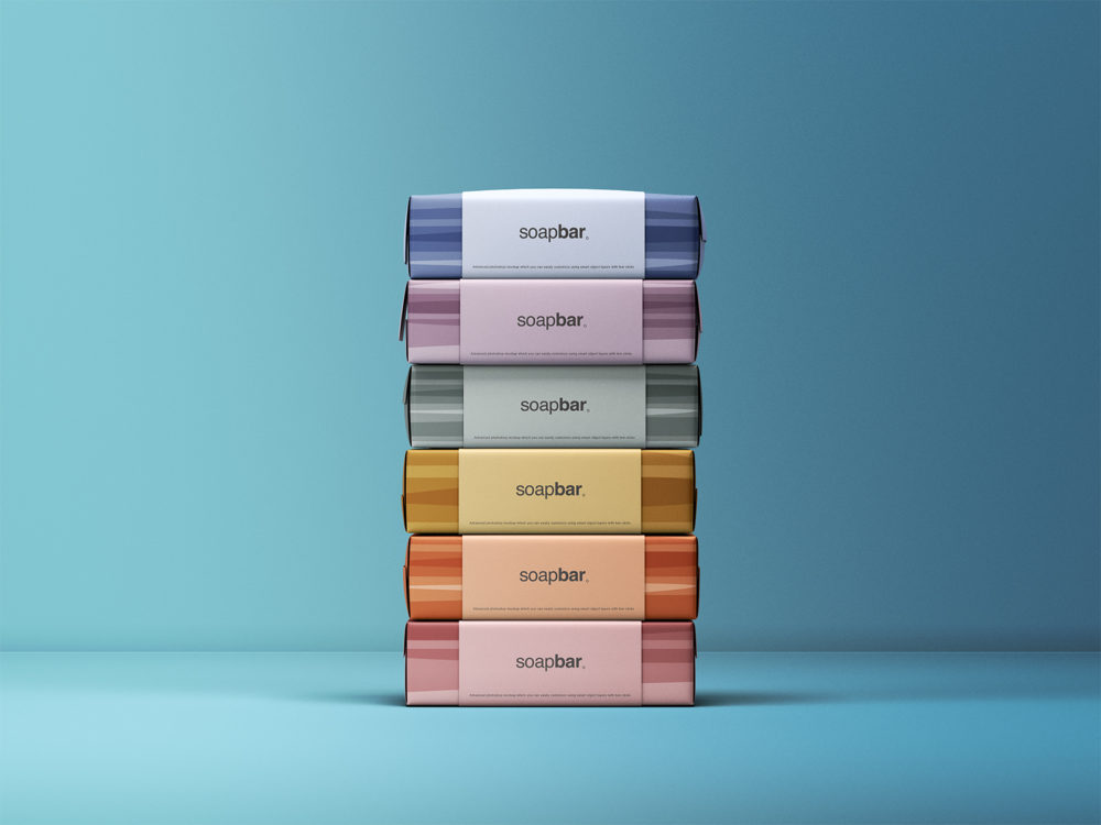 Free Stacked Soap Bars Packaging Mockup