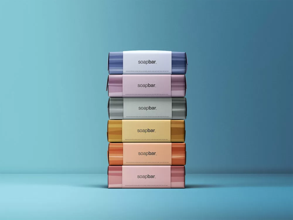 Free Stacked Soap Bars Packaging Mockup