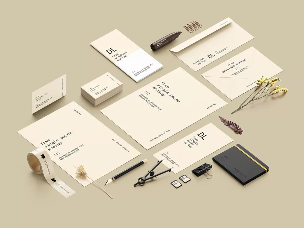 Free Branding Stationery Mockup Scene Creator