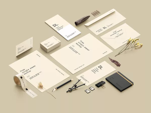 Free Branding Stationery Mockup Scene Creator