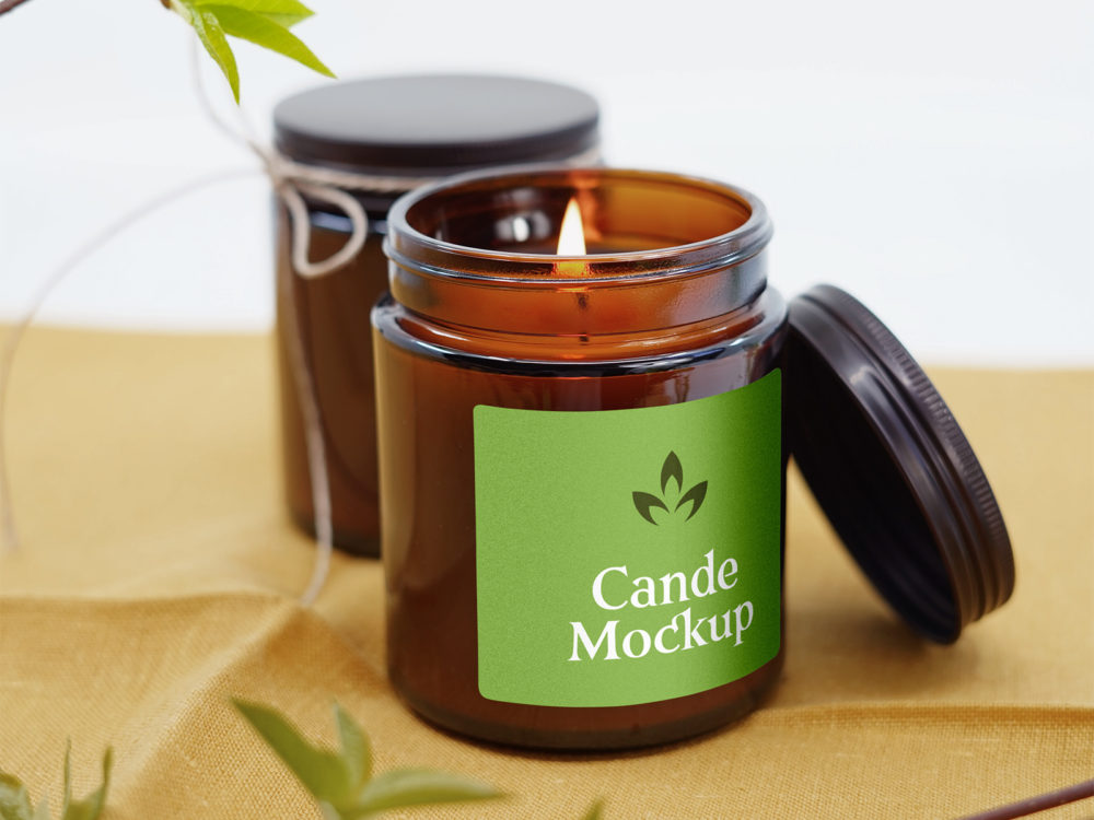 Free candle label branding mockup | free mockup