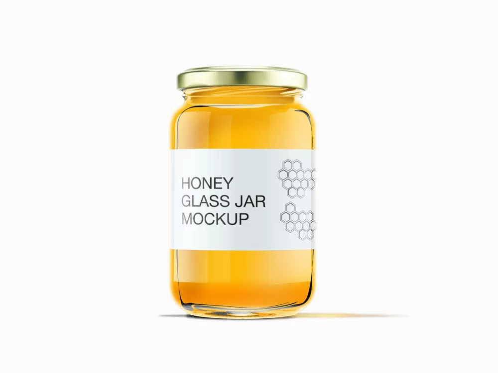 Honey Glass Jar Mockup Free PSD