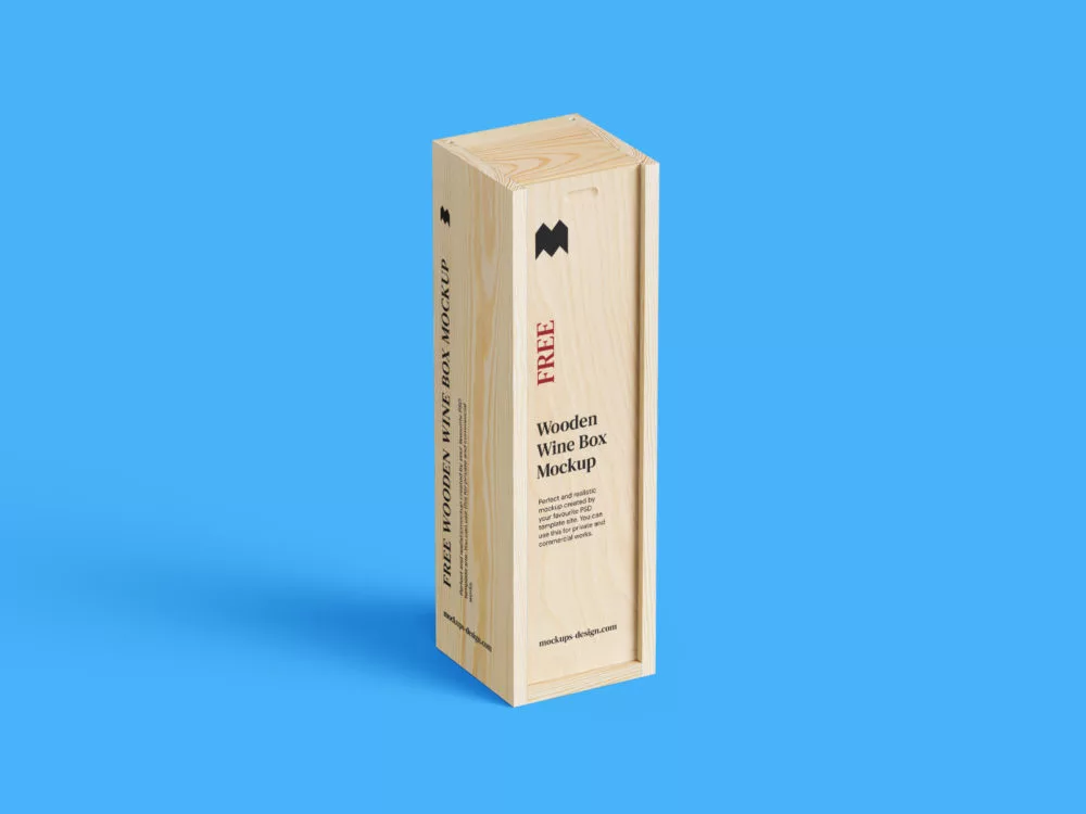 Wooden Wine Box Mockup Free