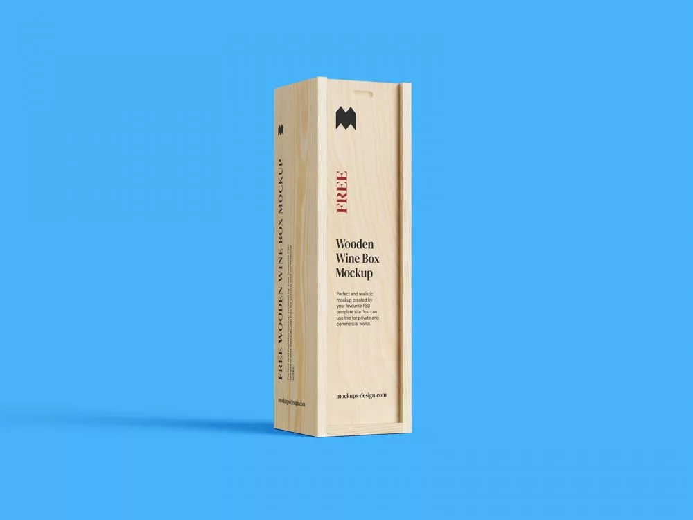 Wooden Wine Box Mockup Free