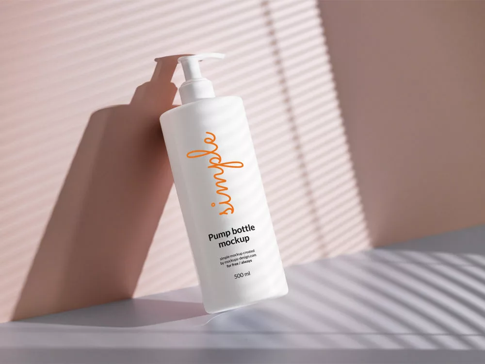 White Pump Bottle PSD Mockup Free Download