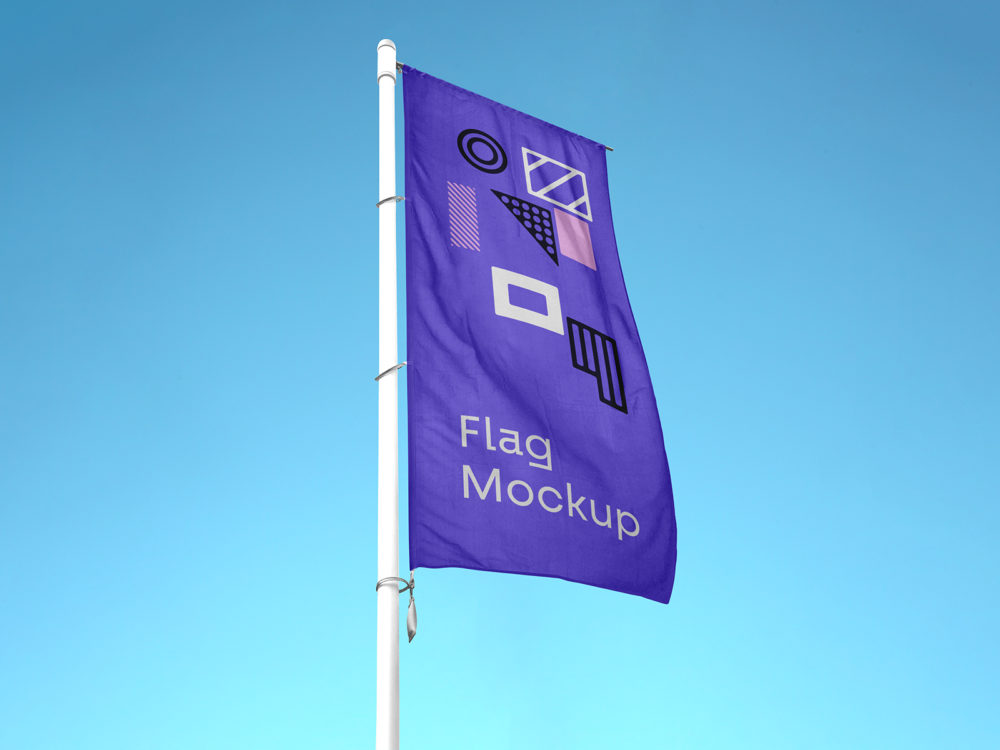 Vertical Flag PSD Free Mockup