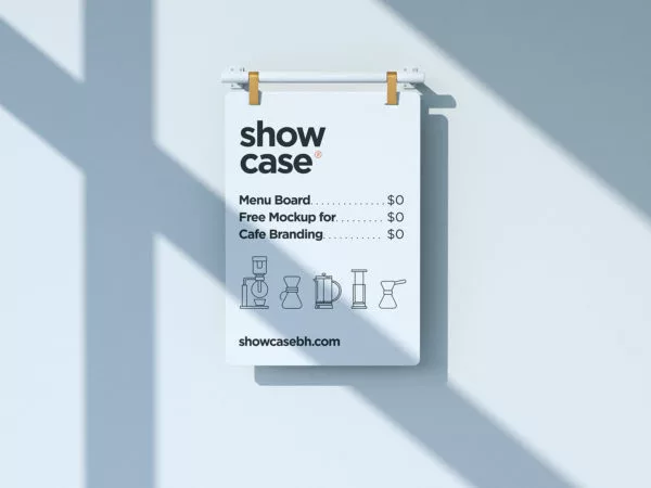 Wall Restaurant Cafe Menu Board Mockup