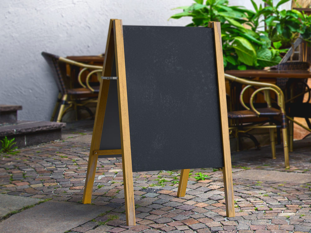 Chalkboard A-Frame Sign Mockup for Photoshop