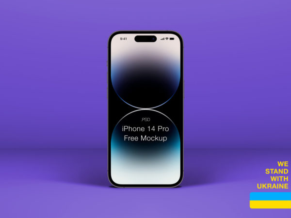 iPhone 14 Pro Free PSD Mockup with Status Bar Icons