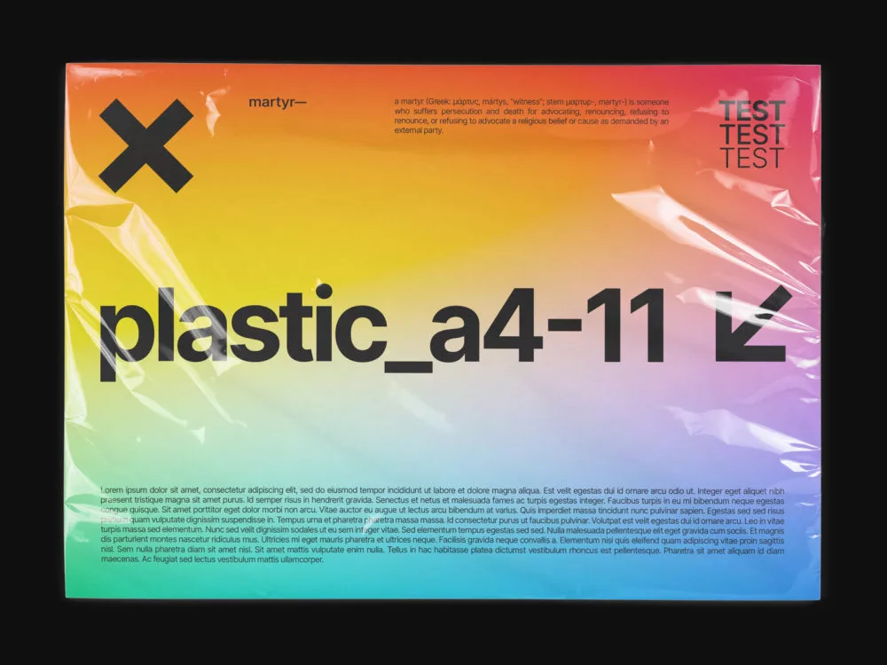 Crumpled Transparent Plastic Mockup – A4 Free PSD Mockup