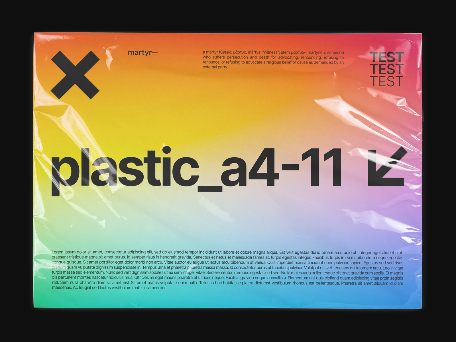 Crumpled Transparent Plastic Mockup – A4 Free PSD Mockup