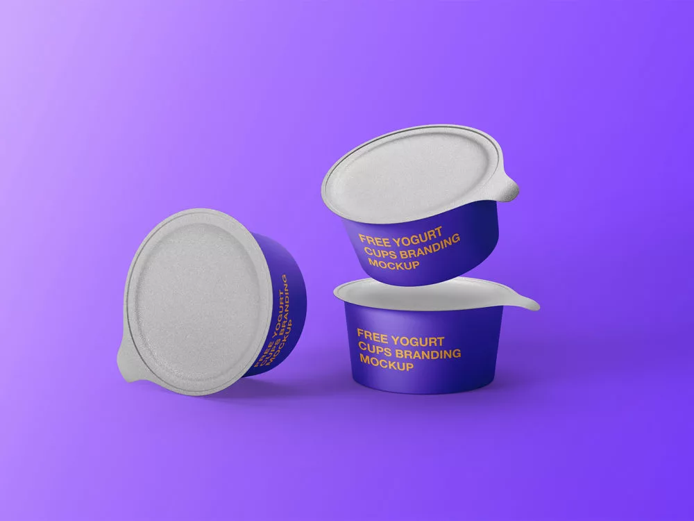 Free Yogurt Cups Branding Mockup