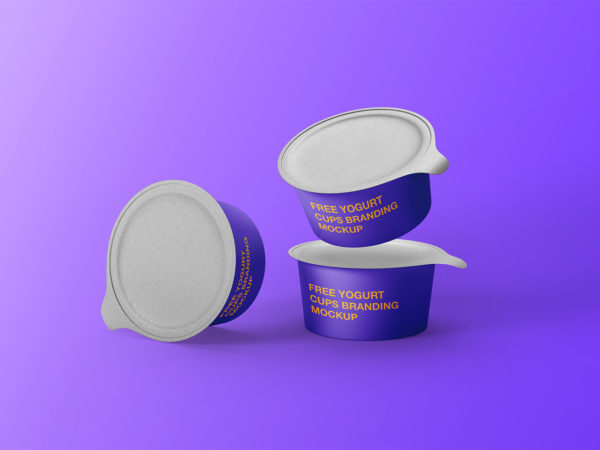 Free Yogurt Cups Branding Mockup