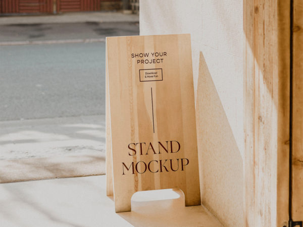 Wood Stand Free Mockup PSD