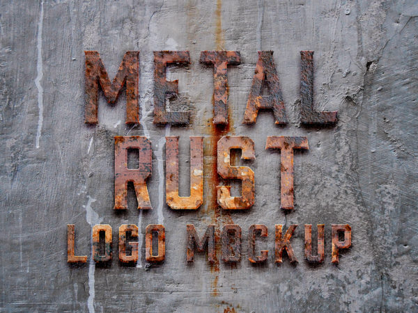 Free metal rust logo mockup | free mockup