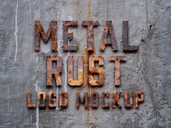 Free Rusted Metal Logo Mockup