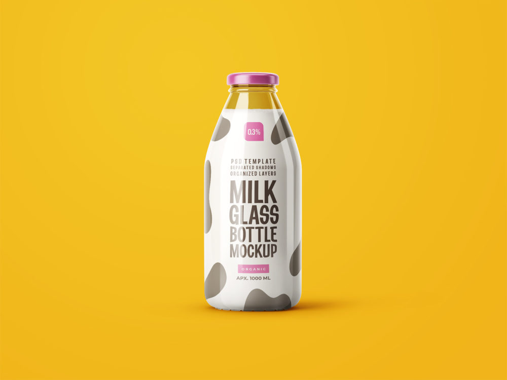 Free milk glass bottle mock up | free mockup