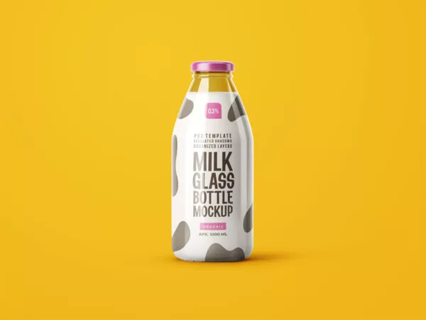 Free Milk Glass Bottle Mock-Up