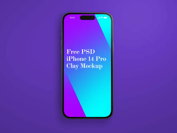 Free iPhone 14 Pro Realistic and Clay Mockup with Status Bar