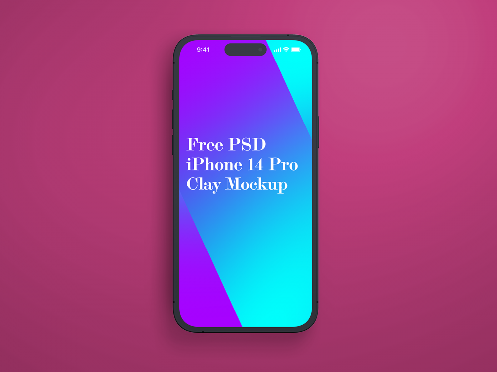 Free iphone 14 pro realistic and clay mockup with status bar | free mockup