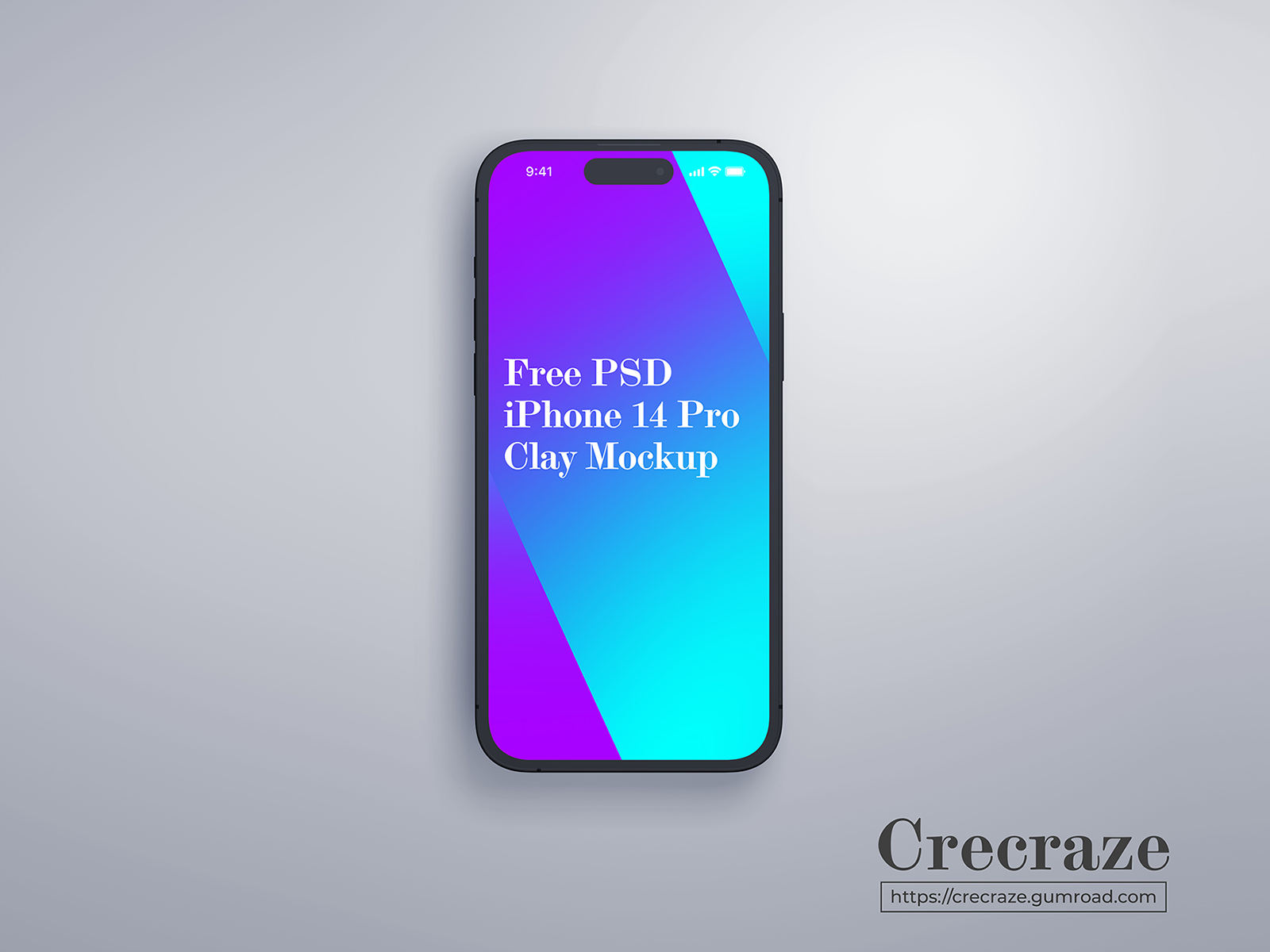 Free iPhone 14 Pro Clay Mockup with Status Bar