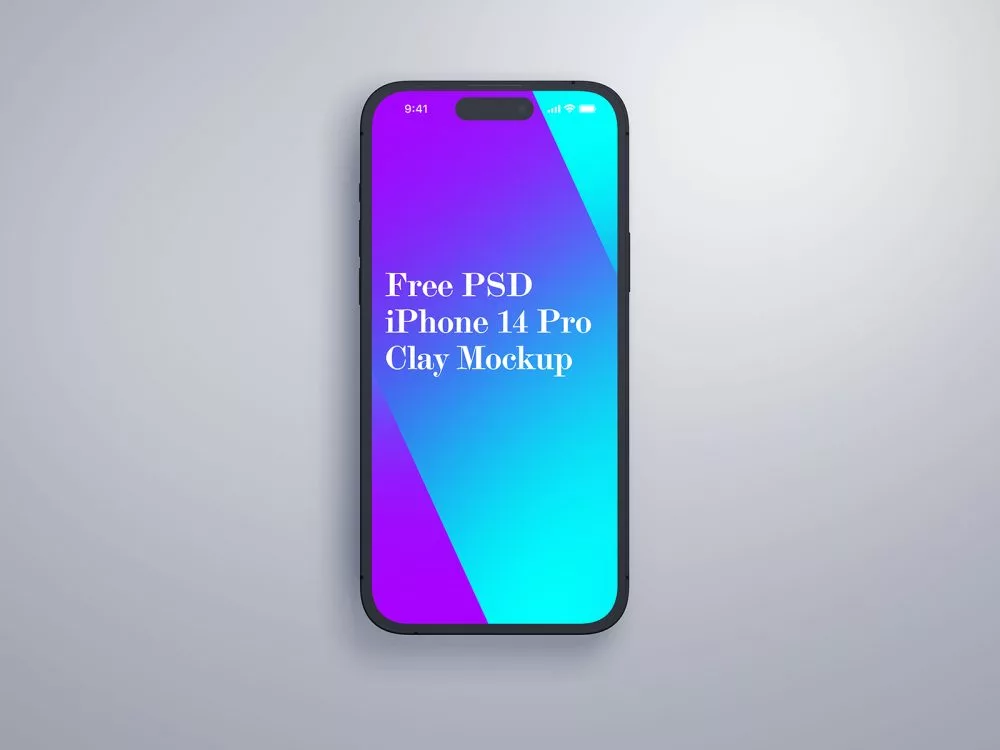 Free iPhone 14 Pro Clay Mockup with Status Bar