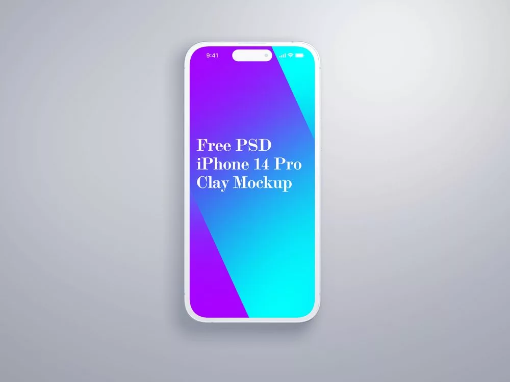 Free iPhone 14 Pro Clay Mockup with Status Bar