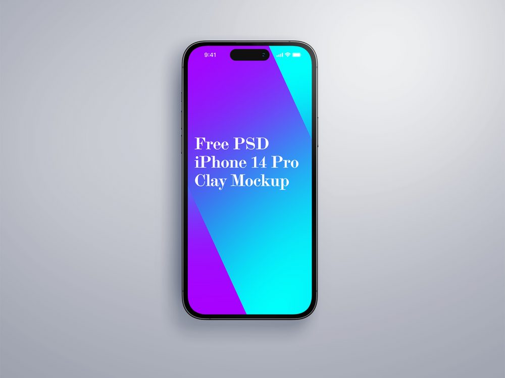 Free iphone 14 pro clay mockup with status bar | free mockup