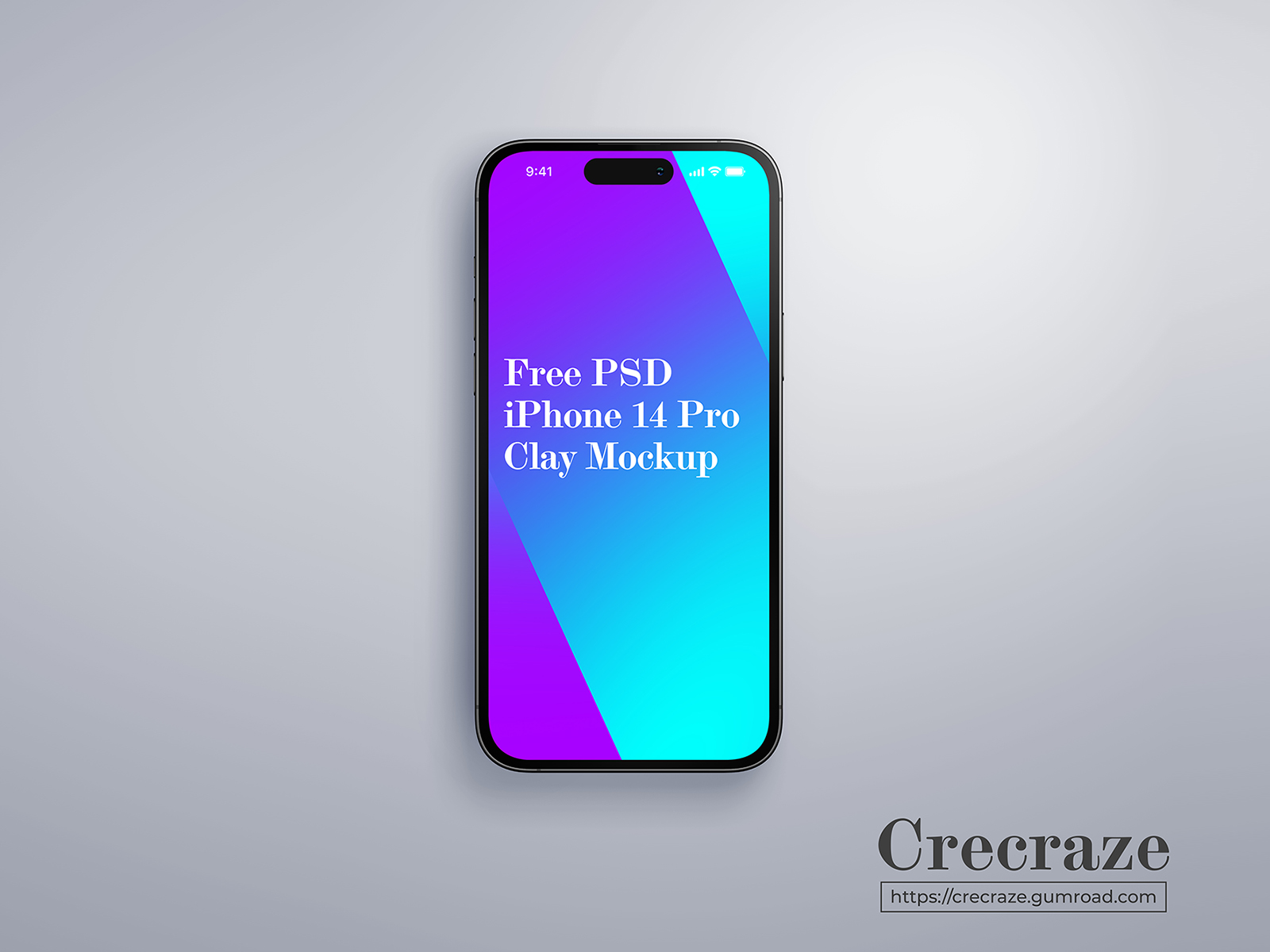 Free iPhone 14 Pro Clay Mockup with Status Bar