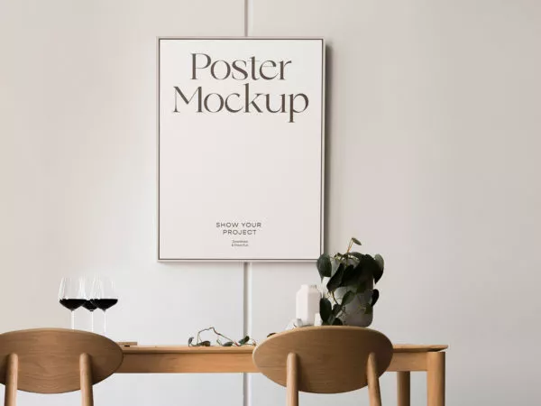 Poster Frame Free Mockup in Minimalist Interior