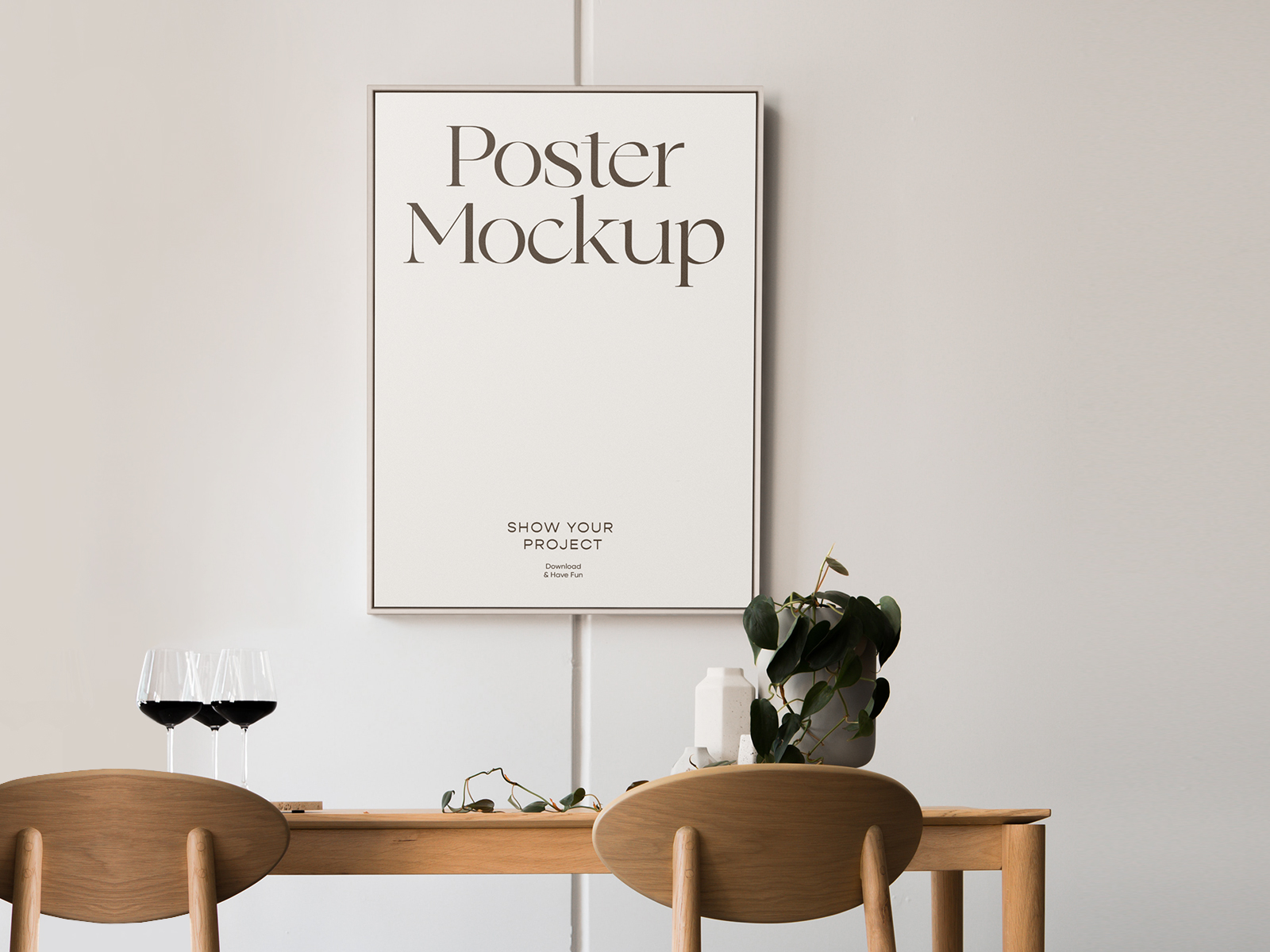 Premium PSD  Landscape frame mockup in white minimalistic room interior